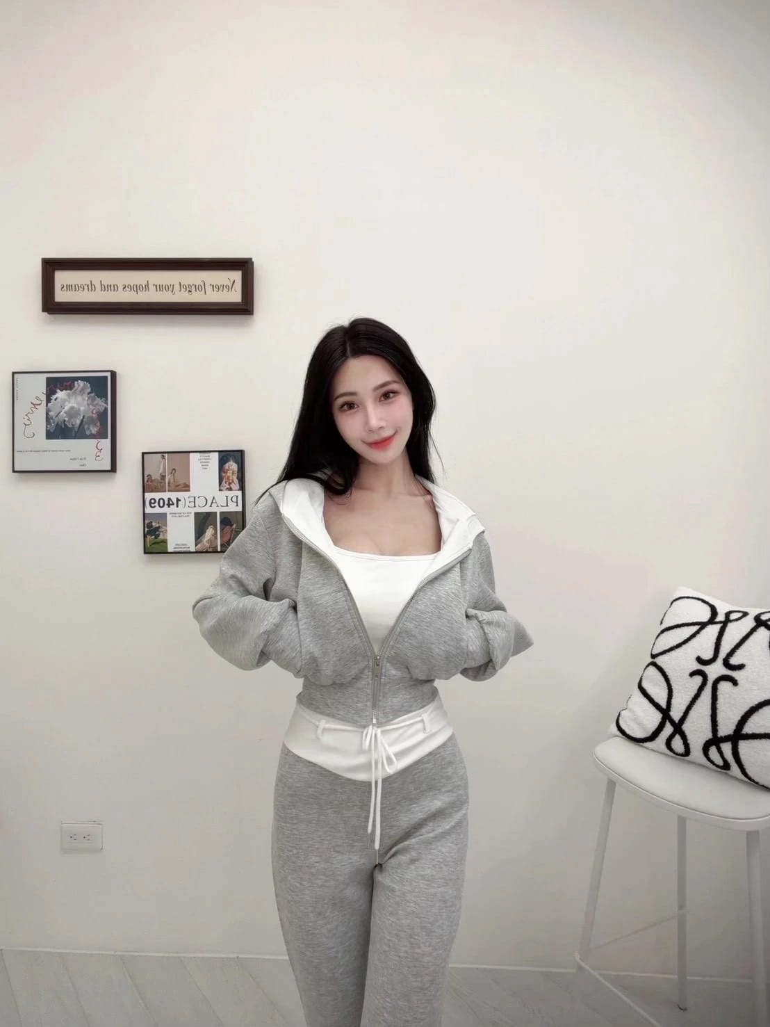 ❤️🔥撞色拼接喇叭褲三件套